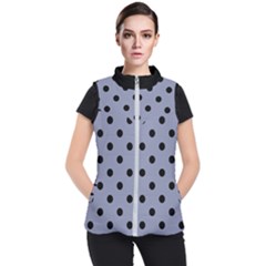 Large Black Polka Dots On Cool Grey - Women s Puffer Vest by FashionLane