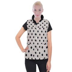 Large Black Polka Dots On Pale Grey - Women s Button Up Vest by FashionLane