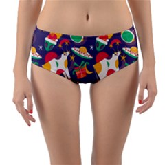 Space Christmas 2 Reversible Mid-waist Bikini Bottoms by designsbymallika