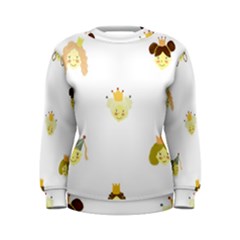 Cute Delicate Seamless Pattern With Little Princesses In Scandinavian Style With Texture Of Natural Women s Sweatshirt by EvgeniiaBychkova