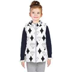 Black & Gold Diamond Design Kids  Hooded Puffer Vest by ArtsyWishy