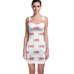 Flower Decorated Love Text Motif Print Pattern Bodycon Dress by dflcprintsclothing
