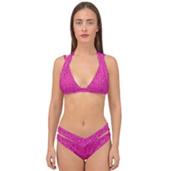 Pink Denim Design  Double Strap Halter Bikini Set by ArtsyWishy