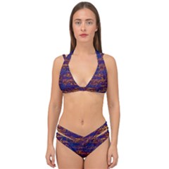 Majestic Purple And Gold Design Double Strap Halter Bikini Set by ArtsyWishy