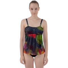 Color Splashes Twist Front Tankini Set by goljakoff