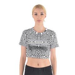 Modern Black And White Geometric Print Cotton Crop Top by dflcprintsclothing