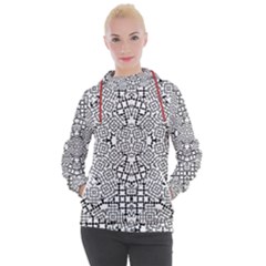 Modern Black And White Geometric Print Women s Hooded Pullover by dflcprintsclothing