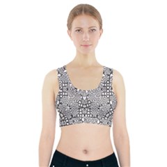 Modern Black And White Geometric Print Sports Bra With Pocket by dflcprintsclothing