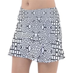 Modern Black And White Geometric Print Tennis Skorts by dflcprintsclothing