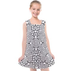 Modern Black And White Geometric Print Kids  Cross Back Dress by dflcprintsclothing