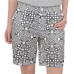Modern Black And White Geometric Print Pocket Shorts by dflcprintsclothing