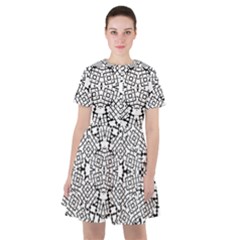 Modern Black And White Geometric Print Sailor Dress by dflcprintsclothing