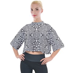 Modern Black And White Geometric Print Mock Neck Tee by dflcprintsclothing