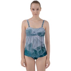 Blue Green Waves Twist Front Tankini Set by goljakoff