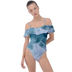 Blue Waves Frill Detail One Piece Swimsuit by goljakoff