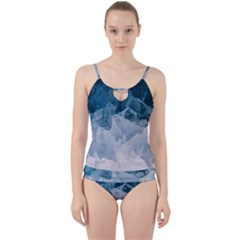 Blue Ocean Waves Cut Out Top Tankini Set by goljakoff