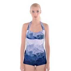 Blue Mountain Boyleg Halter Swimsuit  by goljakoff