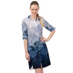 Blue Mountain Long Sleeve Mini Shirt Dress by goljakoff