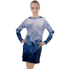 Blue Mountain Long Sleeve Hoodie Dress by goljakoff