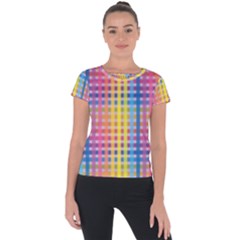 Digital Paper Stripes Rainbow Colors Short Sleeve Sports Top 
