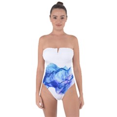 Blue Smoke Tie Back One Piece Swimsuit by goljakoff