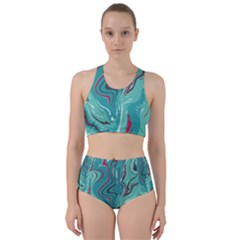 Green Vivid Marble Pattern 2 Racer Back Bikini Set by goljakoff