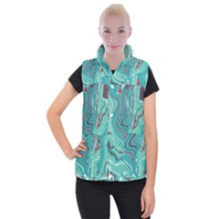 Green Vivid Marble Pattern 2 Women s Button Up Vest by goljakoff