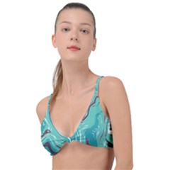 Green Vivid Marble Pattern 2 Knot Up Bikini Top by goljakoff