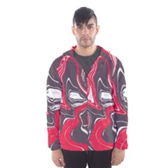 Red Vivid Marble Pattern 3 Men s Hooded Windbreaker by goljakoff