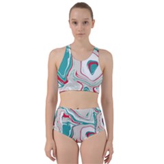 Vivid Marble Pattern Racer Back Bikini Set by goljakoff