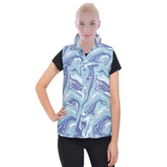 Blue Vivid Marble Pattern Women s Button Up Vest by goljakoff
