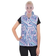 Blue Vivid Marble Pattern 10 Women s Button Up Vest by goljakoff