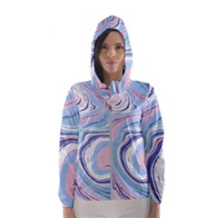 Rose And Blue Vivid Marble Pattern 11 Women s Hooded Windbreaker by goljakoff