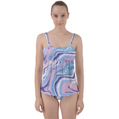 Rose And Blue Vivid Marble Pattern 11 Twist Front Tankini Set by goljakoff