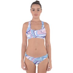 Rose And Blue Vivid Marble Pattern 11 Cross Back Hipster Bikini Set by goljakoff
