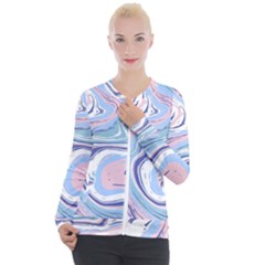 Rose And Blue Vivid Marble Pattern 11 Casual Zip Up Jacket by goljakoff