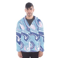 Blue Vivid Marble Pattern 12 Men s Hooded Windbreaker by goljakoff