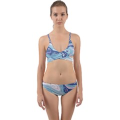 Blue Vivid Marble Pattern 12 Wrap Around Bikini Set by goljakoff
