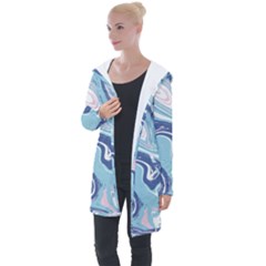 Blue Vivid Marble Pattern 12 Longline Hooded Cardigan by goljakoff