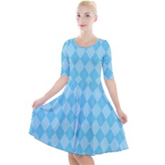 Baby Blue Design Quarter Sleeve A-line Dress by ArtsyWishy