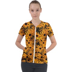 Rudbeckias  Short Sleeve Zip Up Jacket by Sobalvarro