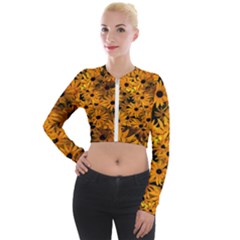 Rudbeckias  Long Sleeve Cropped Velvet Jacket by Sobalvarro