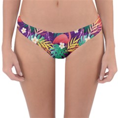 Flamingo Love Reversible Hipster Bikini Bottoms by designsbymallika