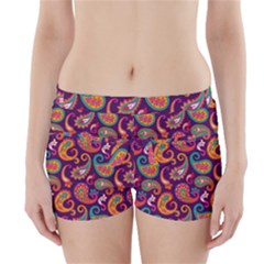 Paisley Purple Boyleg Bikini Wrap Bottoms by designsbymallika