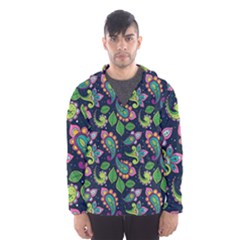 Paisley Green Print Men s Hooded Windbreaker by designsbymallika