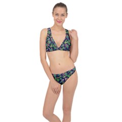 Paisley Green Print Classic Banded Bikini Set  by designsbymallika