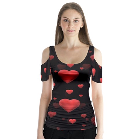 Multicoeur Butterfly Sleeve Cutout Tee  by sfbijiart