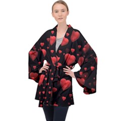 Multicoeur Long Sleeve Velvet Kimono  by sfbijiart