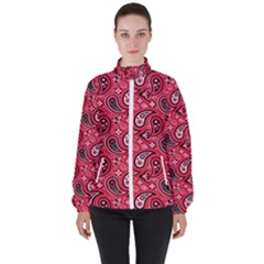 Baatik Red Pattern Women s High Neck Windbreaker by designsbymallika