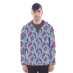 Blue Paisley Print Men s Hooded Windbreaker by designsbymallika